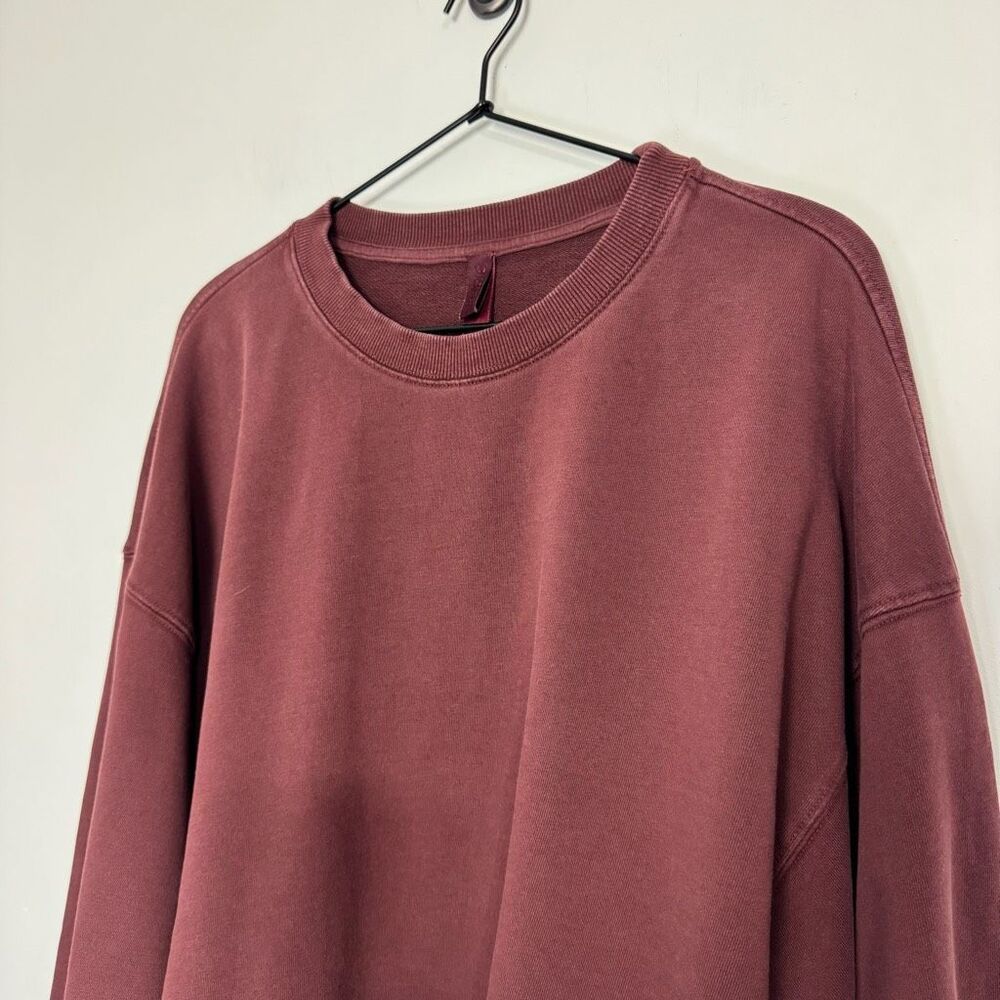 Skims Oxblood Cotton Fleece Crewneck Sweatshirt L - Picture 3 of 6